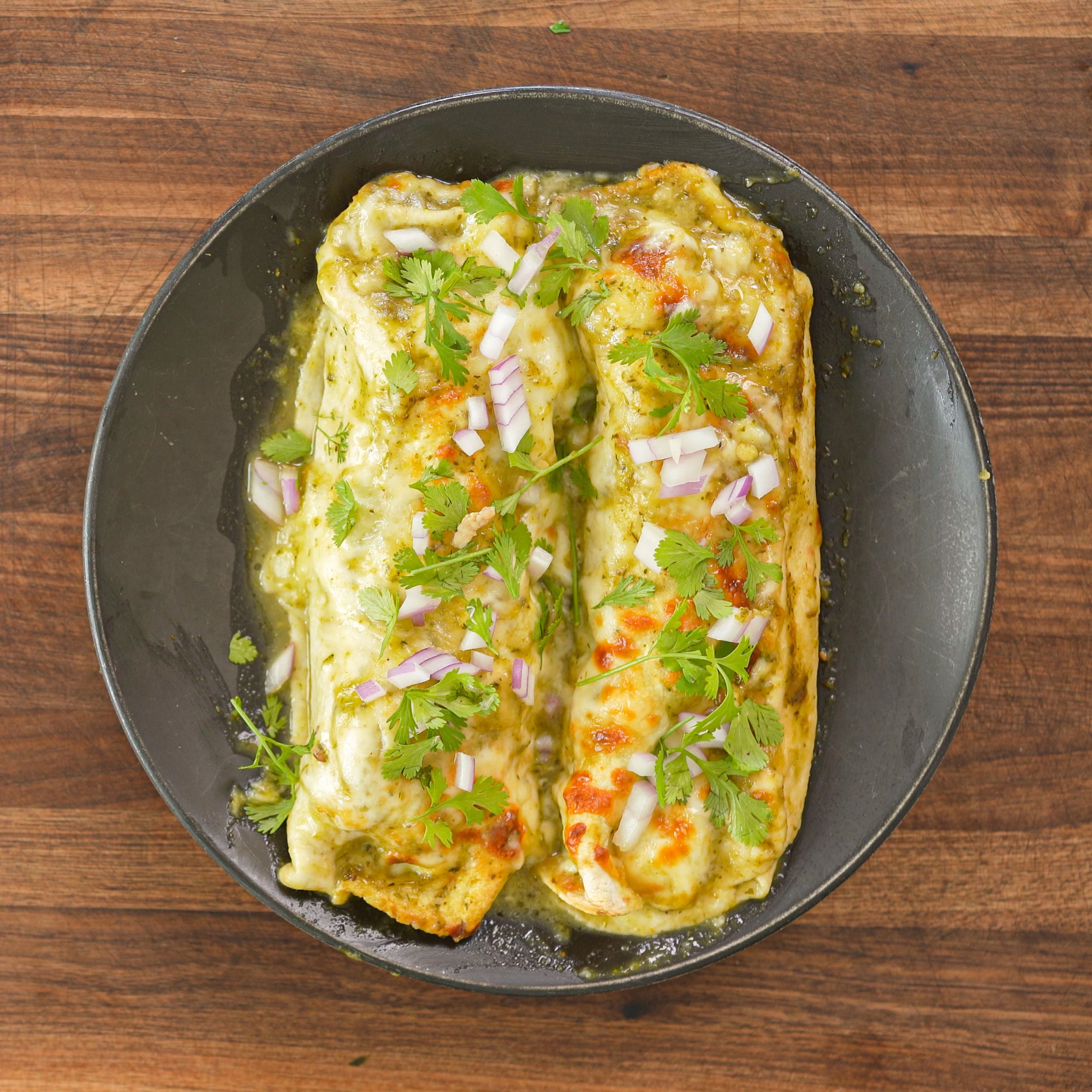 enchiladas verdes green sour cream & cheese