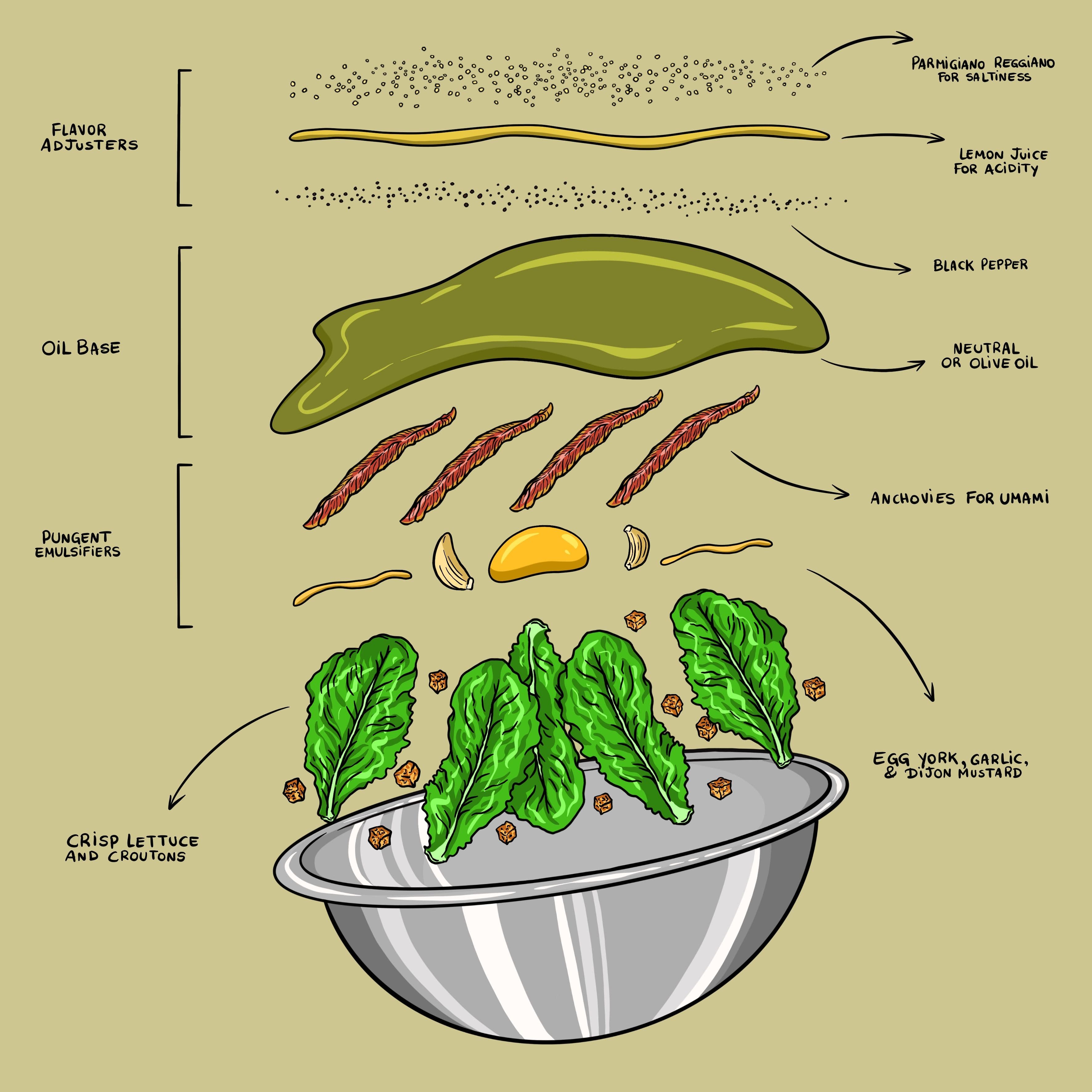 Caesar salad in a bowl, marinated grilled chicken, lettuce, tomato, crutons