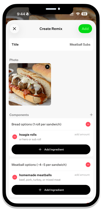 Custom Recipes screenshot