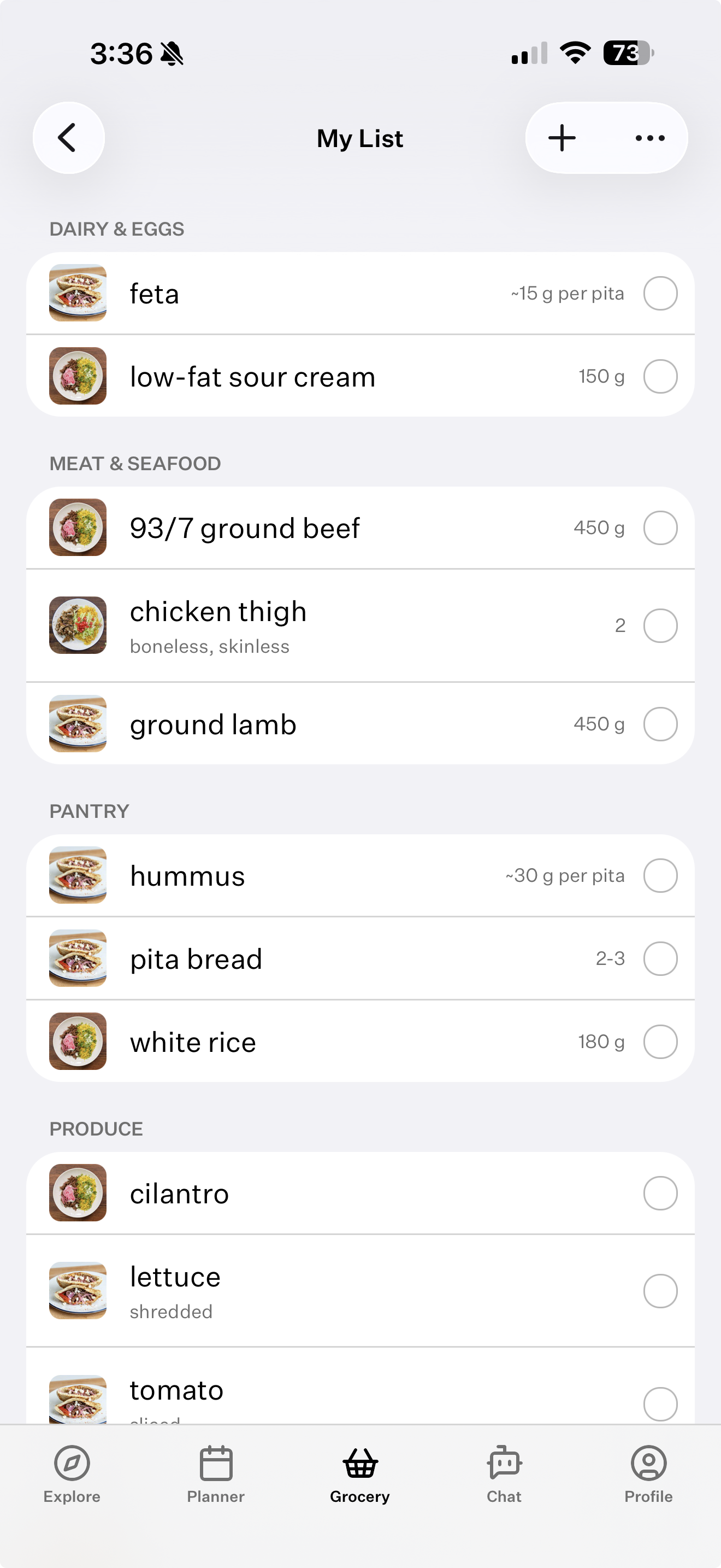 A Cook Well grocery list grouped by aisle